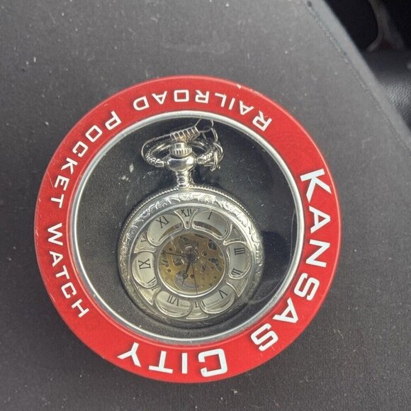 Kansas City Railroad Pocket Watch In Tin - Picture 1 of 9